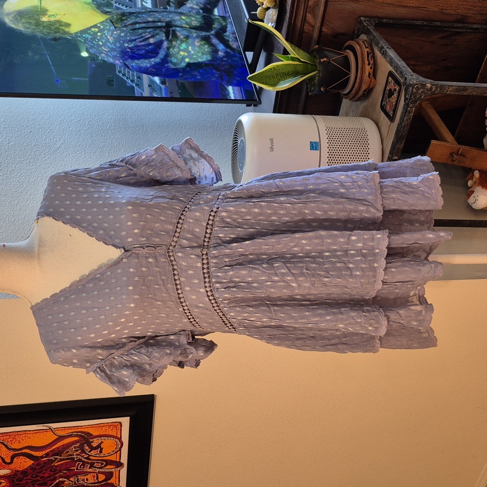 Steele Periwinkle V Neck Mini Dress Ruffles